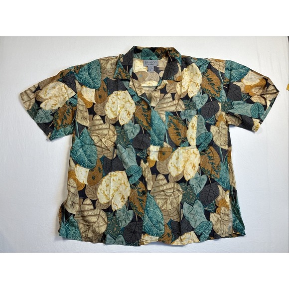 Options Melrose Other - Bamboo Melrose Vintage Silk Shirt 80s 90s Unisex Men's Neutral Leaf Large